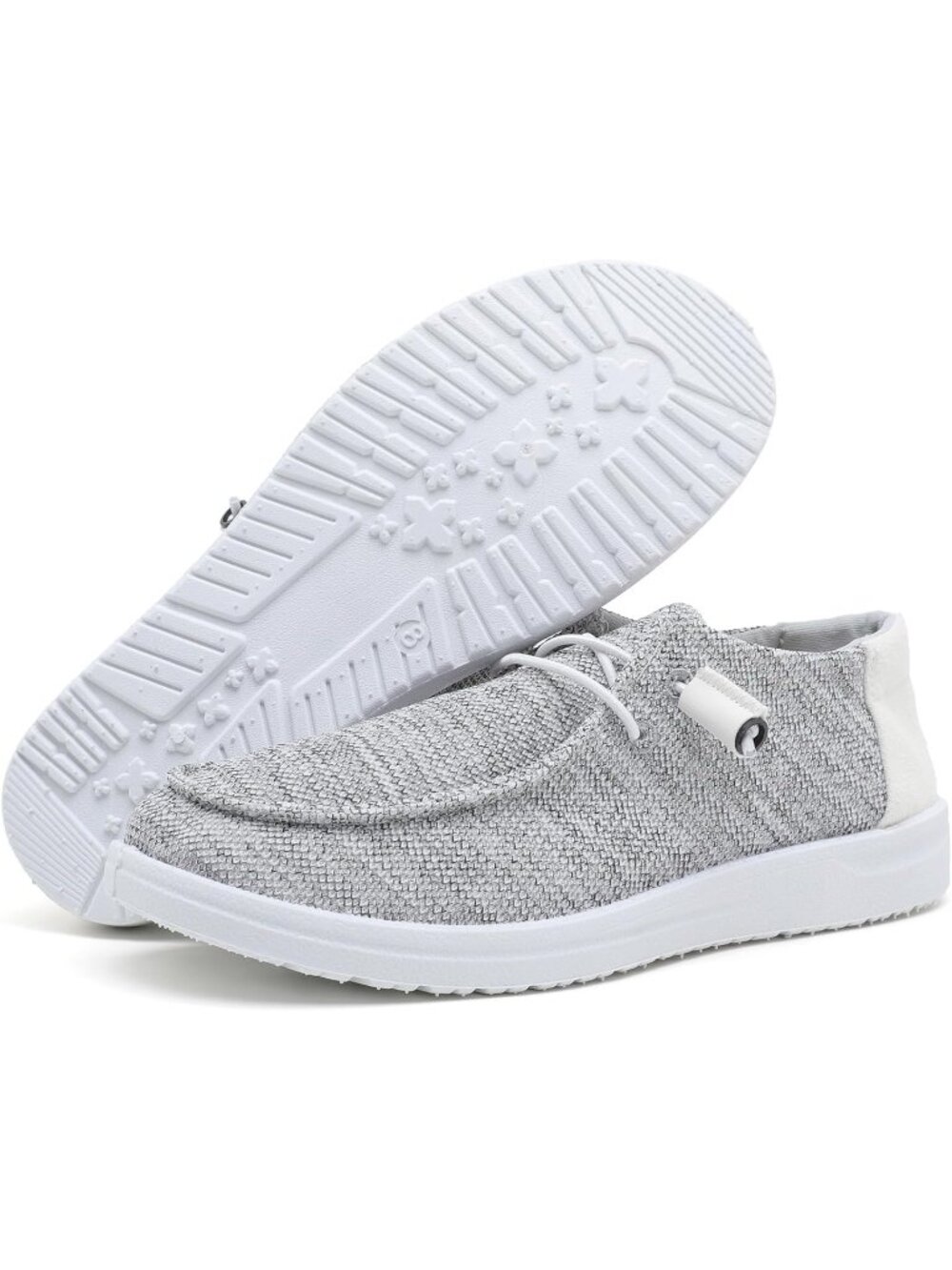 🆕Women's Light Grey Loafers Casual Slip-On Canvas Shoes Breathable Lightweight